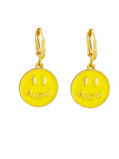 yellow Brass Enamel Round Hip Hop Huggie Earring