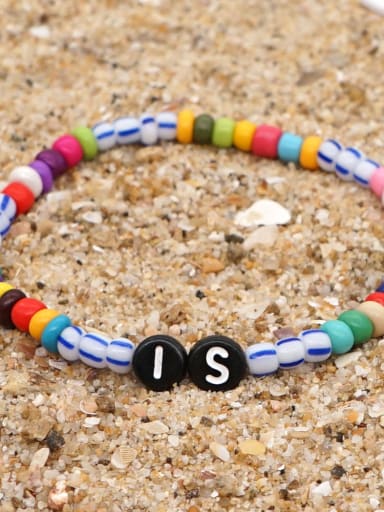 Stainless steel MGB Bead Multi Color Letter Bohemia Stretch Bracelet