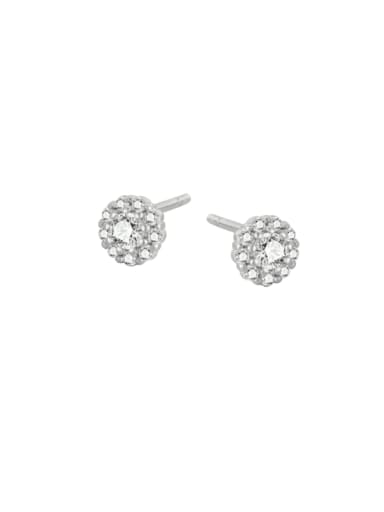 925 Sterling Silver Rhinestone Flower Dainty Stud Earring