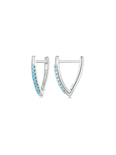 custom 925 Sterling Silver Turquoise Triangle Trend Huggie Earring