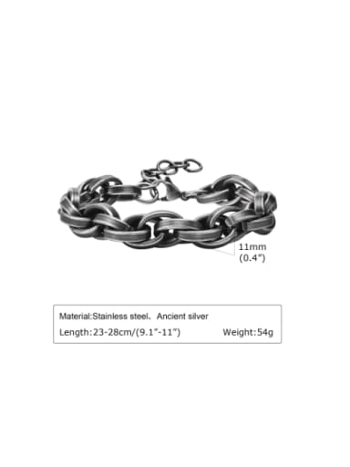 Retro, 23cm Stainless steel Irregular Hip Hop Link Bracelet