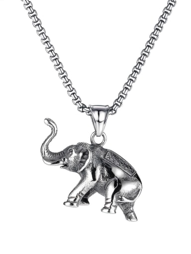 Titanium Steel Elephant Hip Hop Necklace