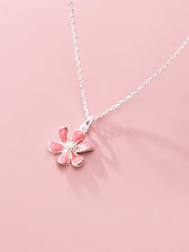 925 Sterling Silver With  White Gold Plated Minimalist Flower Necklaces