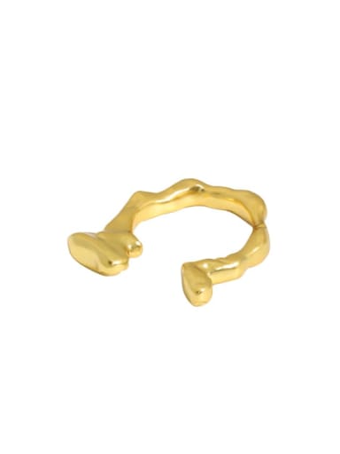 Gold [13 adjustable] 925 Sterling Silver Irregular Vintage Band Ring