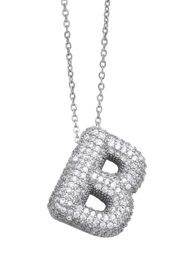 B Brass Cubic Zirconia Letter Minimalist Necklace