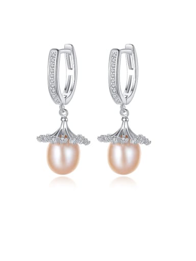 925 Sterling Silver Freshwater Pearl  Micro setting 3A zirconium  Trend Drop Earring