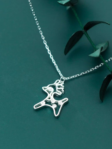925 Sterling Silver Hollow deer Minimalist Necklace