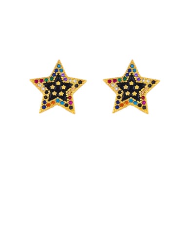 Brass Cubic Zirconia Star Classic Stud Earring
