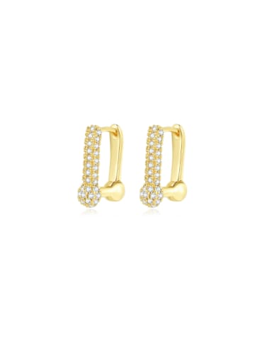 E23051906 18K Brass Cubic Zirconia Geometric Luxury Huggie Earring