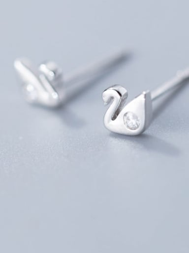 925 Sterling Silver Swan Minimalist Stud Earring