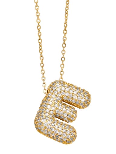 E Brass Cubic Zirconia Letter Minimalist Necklace