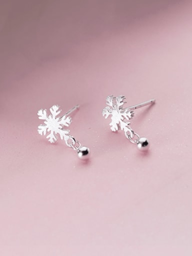 925 Sterling Silver Snowflakes Minimalist Christmas Drop Earring