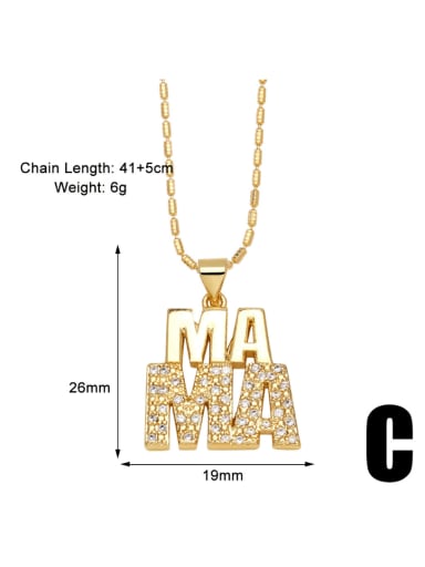 C Brass Cubic Zirconia Letter Minimalist Necklace