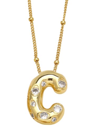 C Brass Letter Minimalist Necklace