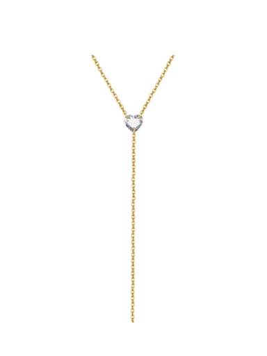 Stainless steel Cubic Zirconia Tassel Minimalist Lariat Necklace