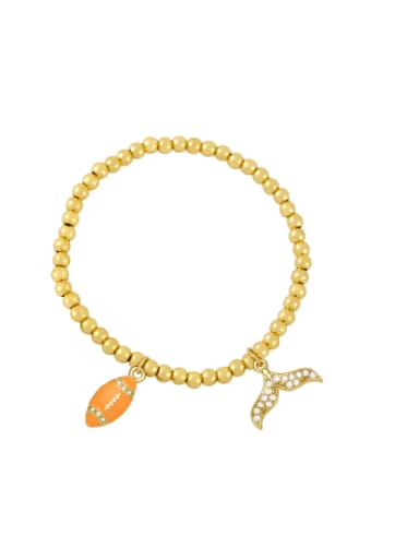 orange Brass Cubic Zirconia Mermaid Vintage Beaded Bracelet