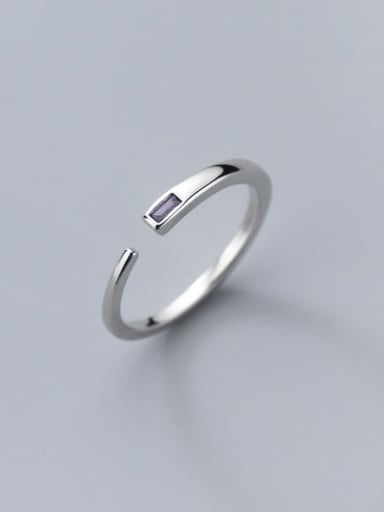 925 Sterling Silver Glass Stone Geometric Minimalist Band Ring