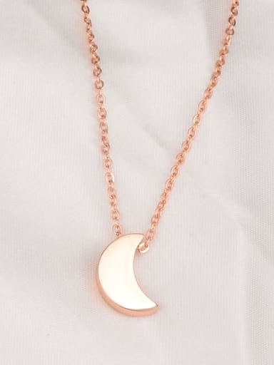 Titanium  Fashion Simple Smooth Moon Necklace