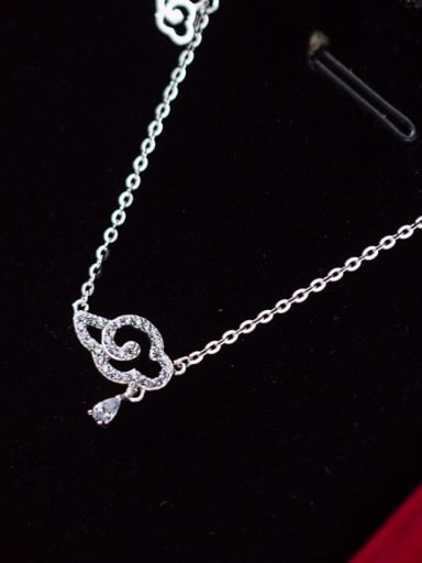 925 Sterling Silver Rhinestone Diamond clouds  Necklace