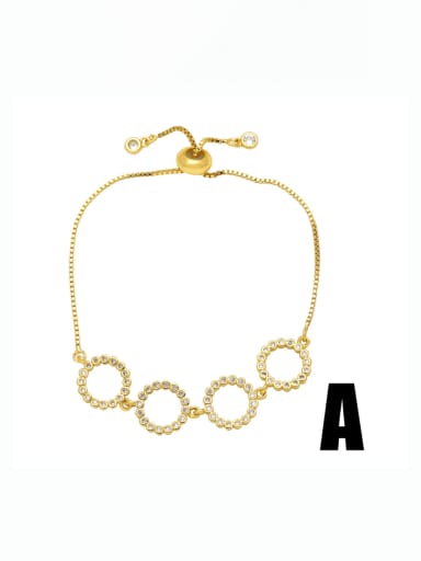 Brass Cubic Zirconia Geometric Hip Hop Adjustable Bracelet
