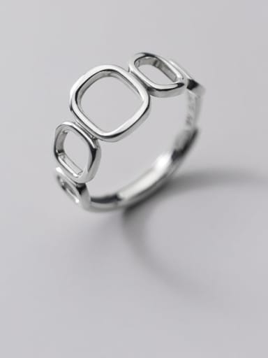 925 Sterling Silver  hollow Geometric Vintage Band Ring