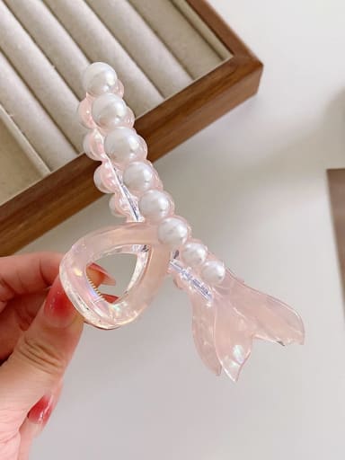 Light pink 11.6cm Cellulose Acetate Trend Fish Imitation Pearl Jaw Hair Claw