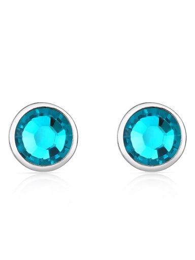 JYEH 002 (Sea Blue) 925 Sterling Silver Austrian Crystal Geometric Classic Stud Earring