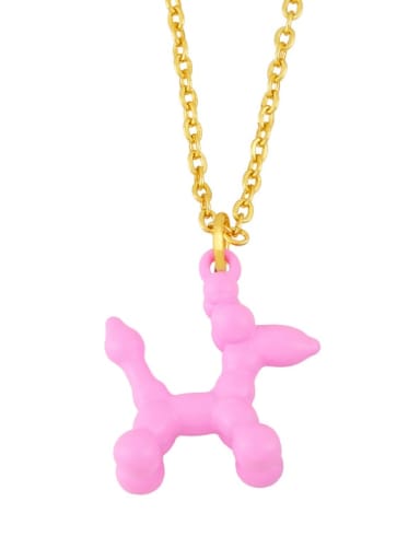 Brass Enamel Cute Dog Pendant Necklace