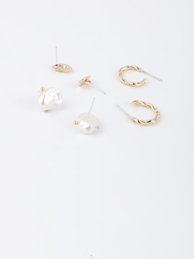 Brass Irregular Minimalist Geometric 6-piece Stud Earring