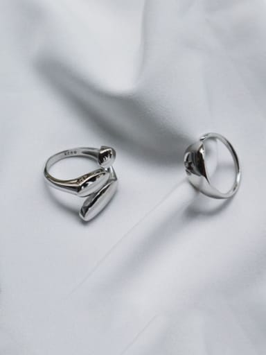 S925 Sterling Silver geometric smooth simple opening ring