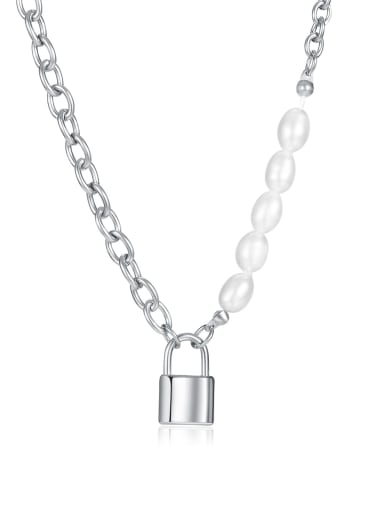Titanium Steel Freshwater Pearl Locket Minimalist Necklace