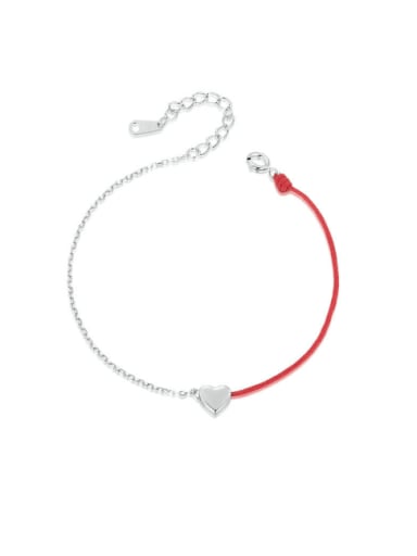 925 Sterling Silver Heart Minimalist Asymmetrical  Chain Link Bracelet