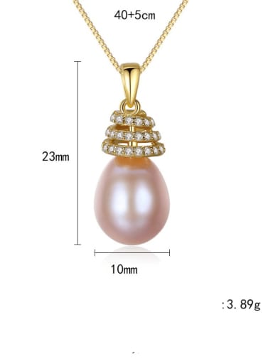 Pink 6a04 925 Sterling Silver Freshwater Pearl  pendant Necklace