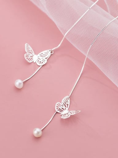 925 Sterling Silver Butterfly Cute Threader Earring