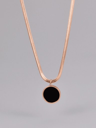Titanium Steel Enamel Round Minimalist Necklace