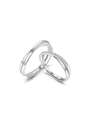 custom 925 Sterling Silver Cubic Zirconia Irregular Dainty Couple Ring