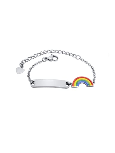 Stainless steel Enamel Rainbow Hip Hop Link Bracelet
