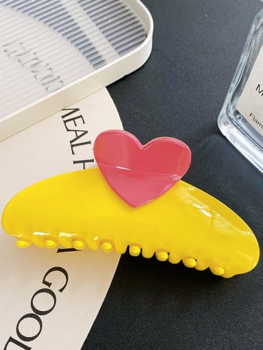 Yellow 13cm Alloy Resin  Enamel Trend Heart  Multi Color Jaw Hair Claw