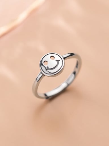 925 Sterling Silver Hollow Face Cute Band Ring