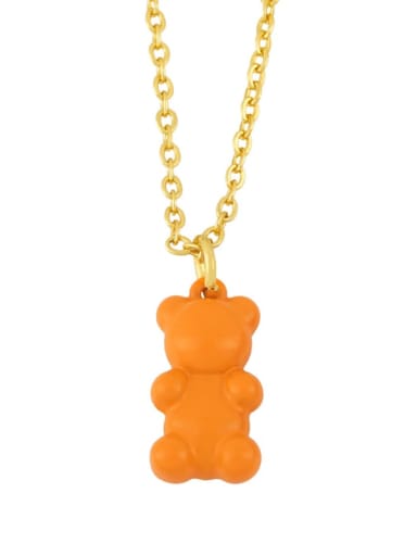 Brass Enamel Cute Bear Pendant Necklace