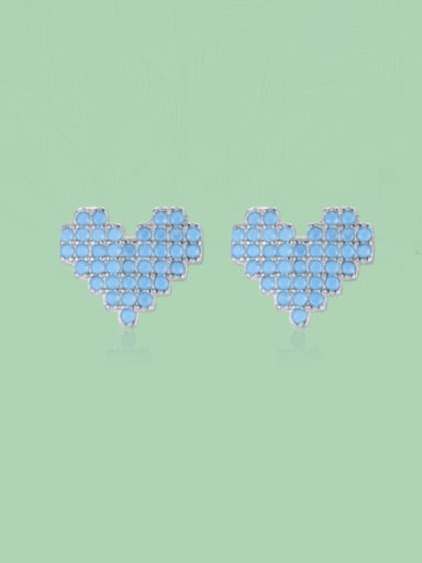 925 Sterling Silver Turquoise Heart Trend Stud Earring