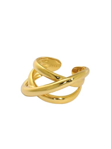 Gold [14 adjustable] 925 Sterling Silver Smooth Irregular Vintage Band Ring