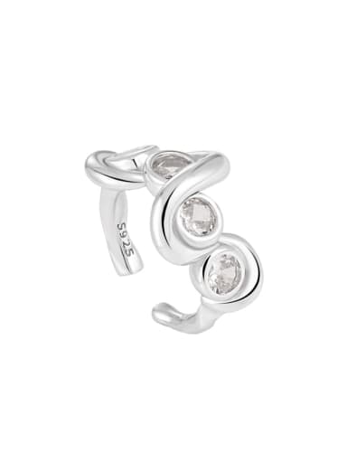 Platinum + White Stone ? Single ? 925 Sterling Silver Cubic Zirconia Irregular Minimalist Stud Earring