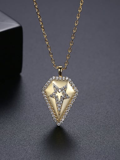Brass Rhinestone Geometric Vintage Necklace
