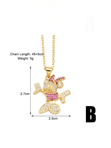 B Brass Cubic Zirconia Mouse Cute Necklace