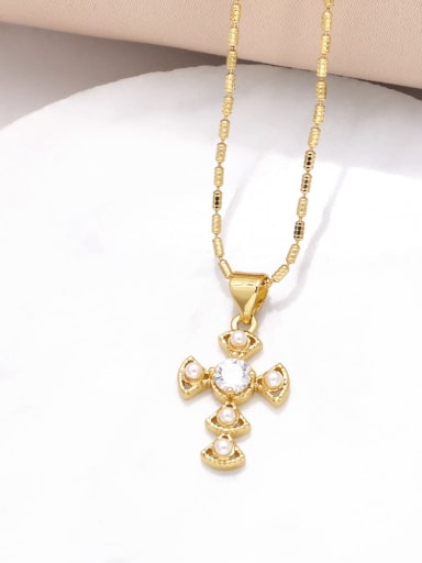 B Brass Cubic Zirconia Pentagram Trend Regligious Necklace