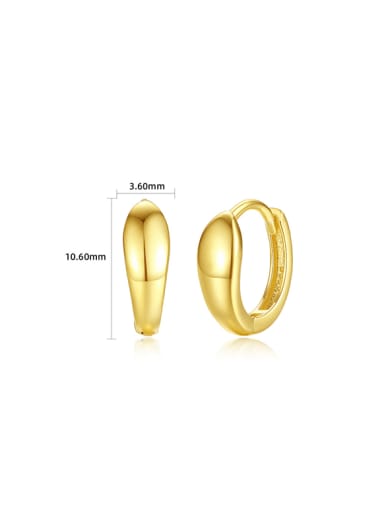 FDEH 068 Gold 925 Sterling Silver Round Minimalist Huggie Earring