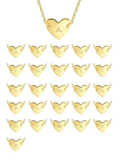 Brass Heart Letter Pendant  Minimalist  Necklace