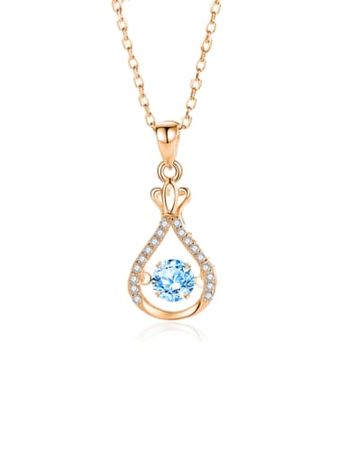 FDTD 042  Rose Gold+Blue  Zircon 925 Sterling Silver Moissanite Irregular Dainty Necklace