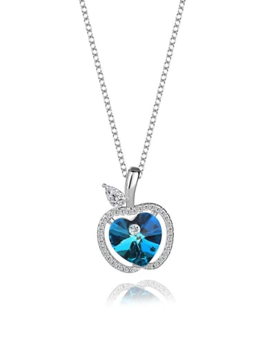 JYXZ 010 (Gradient Blue) 925 Sterling Silver Austrian Crystal Heart Classic Necklace